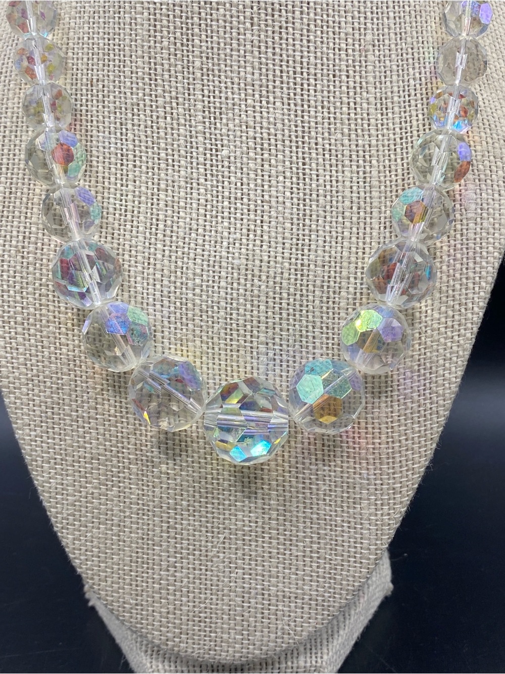 Faceted Glass Crystal Graduated Beads Necklace